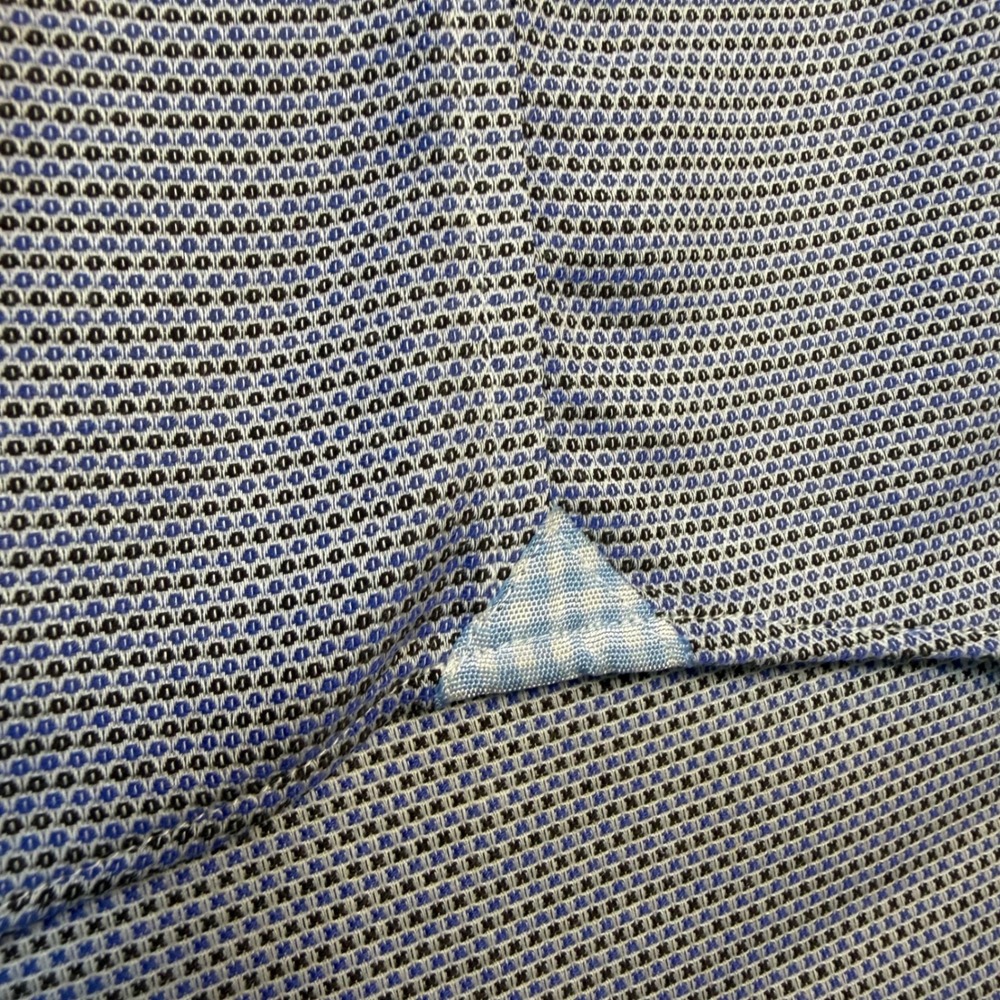 Banana Republic Grant Fit Mens M Cotton Stretch Blue Micro Pattern Shirt - Picture 5 of 6